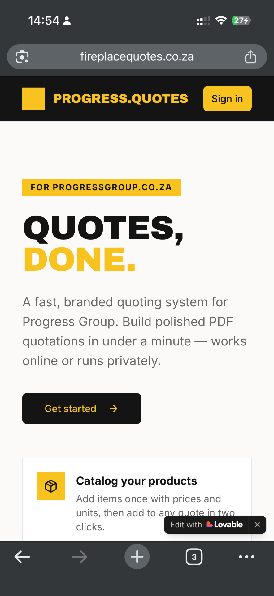 Progress Group Quoting App preview